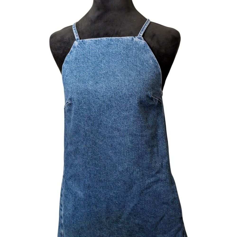 Topshop MOTO Denim Pinafore Dress Blue Y2K Overall Dress US 4 - Picture 2 of 5